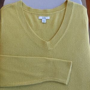 Croft & Barrow The Extra Soft V-Neck Sweater M Mustard green-yellow pullover LS